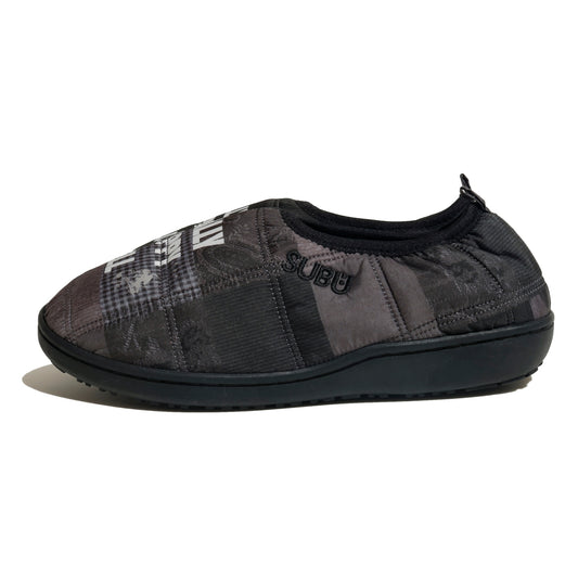 SUBU x POLYTERU padded slippers - patched gray + lettering