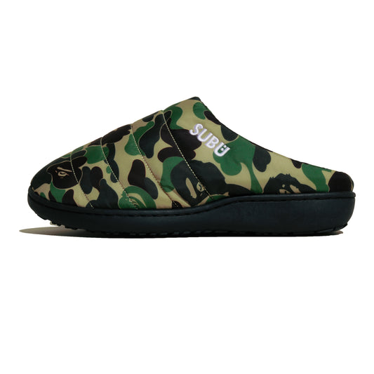 SUBU x BAPE® ABC CAMO PUFFER SANDALS GREEN