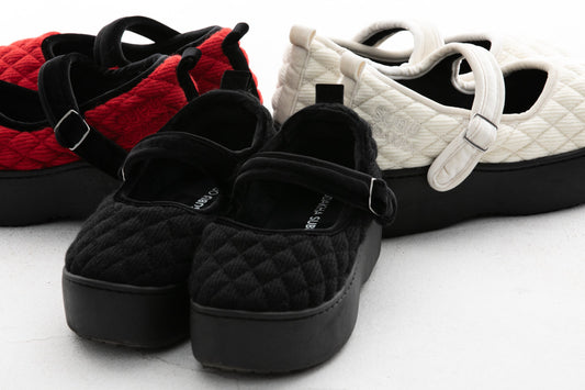 <ODAKHA × SUBU> 新作「mary jane quilting platform shoes」と、人気モデル「loose socks boots」に新⾊が登場。