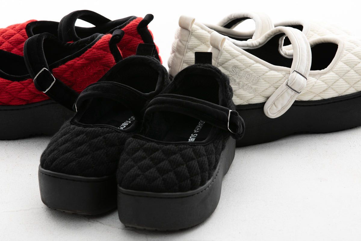 SUBU x ODAKHA mary jane quilting platform shoes WHITE