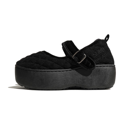 SUBU x ODAKHA mary jane quilting platform shoes BLACK