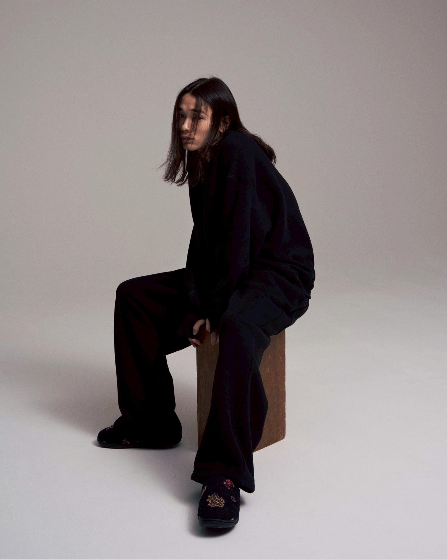 SUBU x superNova. Velvet Jacquard Black paisley