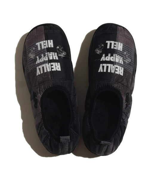SUBU x POLYTERU padded slippers - patched gray + lettering
