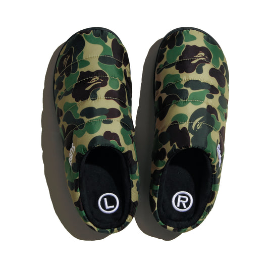 SUBU x BAPE® ABC CAMO PUFFER SANDALS GREEN