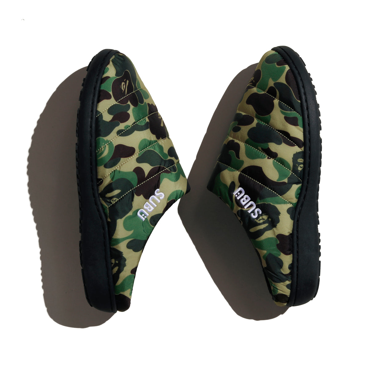 SUBU x BAPE® ABC CAMO PUFFER SANDALS GREEN